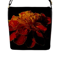 Marigold On Black Flap Closure Messenger Bag (l) by MichaelMoriartyPhotography