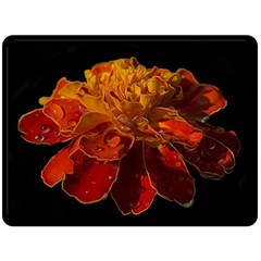 Marigold On Black Double Sided Fleece Blanket (large)  by MichaelMoriartyPhotography