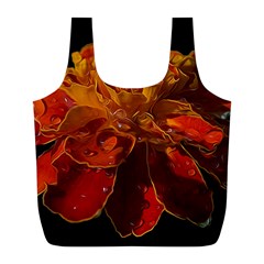 Marigold On Black Full Print Recycle Bag (l) by MichaelMoriartyPhotography