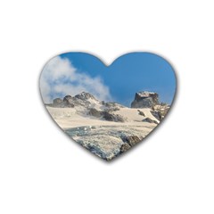 Snowy Andes Mountains, Patagonia - Argentina Rubber Coaster (heart)  by dflcprintsclothing