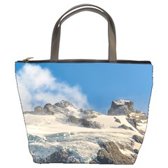 Snowy Andes Mountains, Patagonia - Argentina Bucket Bag by dflcprintsclothing