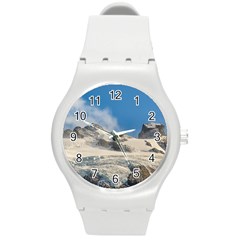 Snowy Andes Mountains, Patagonia - Argentina Round Plastic Sport Watch (m) by dflcprintsclothing