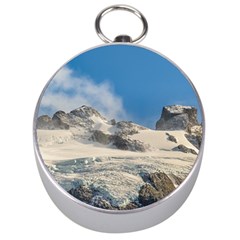 Snowy Andes Mountains, Patagonia - Argentina Silver Compasses by dflcprintsclothing