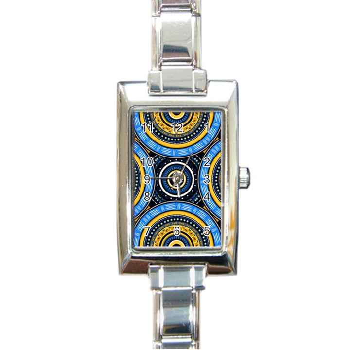 Tribal Zentangle Art Rectangle Italian Charm Watch