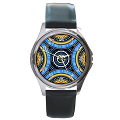 Tribal Zentangle Art Round Metal Watch by tmsartbazaar