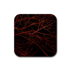 Dark Forest Scene Print Rubber Square Coaster (4 Pack)  by dflcprintsclothing