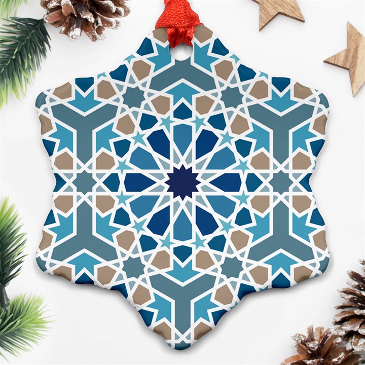 Arabic Geometric Design Pattern  Snowflake Ornament (Two Sides)