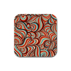 Psychedelic Swirls Rubber Square Coaster (4 Pack)  by Filthyphil