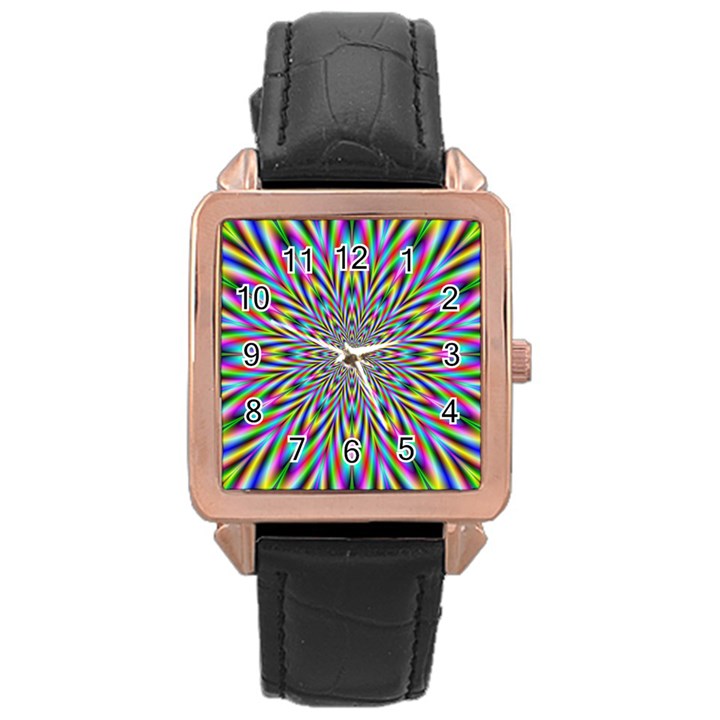 Psychedelic Wormhole Rose Gold Leather Watch 