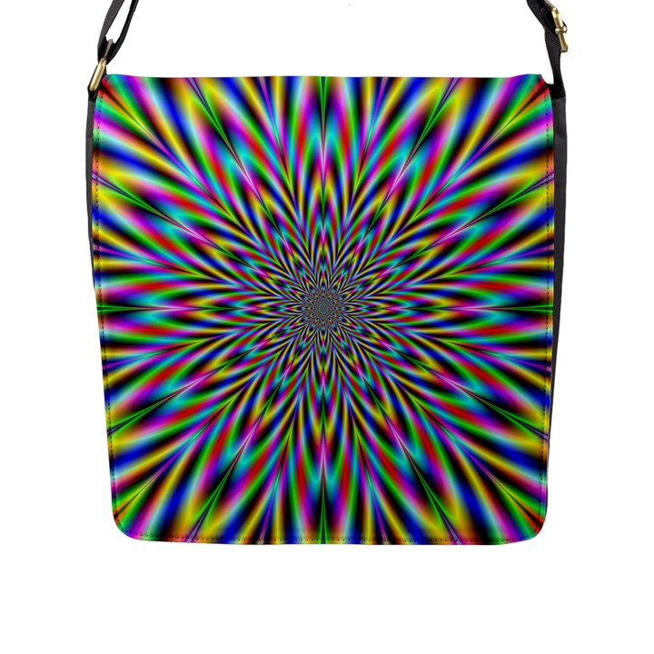 Psychedelic Wormhole Flap Closure Messenger Bag (L)