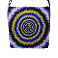 Psychedelic Blackhole Flap Closure Messenger Bag (l) by Filthyphil