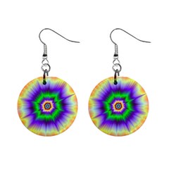 Psychedelic Explosion Mini Button Earrings by Filthyphil