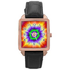 Psychedelic Trance Rose Gold Leather Watch  by Filthyphil