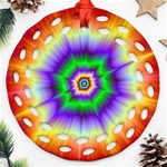 Psychedelic Explosion Round Filigree Ornament (Two Sides) Front