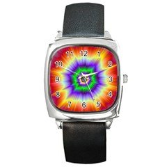 Psychedelic Big Bang Square Metal Watch