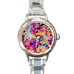 Psychedelic Geometry Round Italian Charm Watch Front