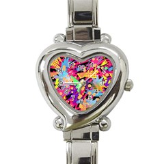 Psychedelic Geometry Heart Italian Charm Watch by Filthyphil