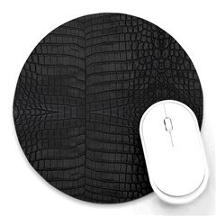 Black Crocodile Skin Round Mousepads by LoolyElzayat