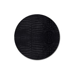 Black Crocodile Skin Rubber Coaster (round)  by LoolyElzayat