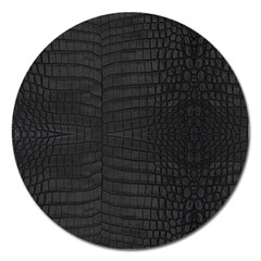 Black Crocodile Skin Magnet 5  (round) by LoolyElzayat