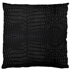 Black Crocodile Skin Large Cushion Case (one Side) by LoolyElzayat