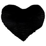 Black Crocodile Skin Large 19  Premium Flano Heart Shape Cushions Front