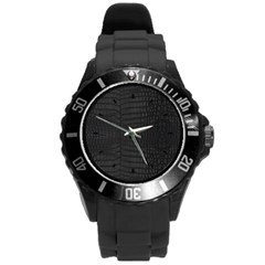 Black Crocodile Skin Round Plastic Sport Watch (l) by LoolyElzayat