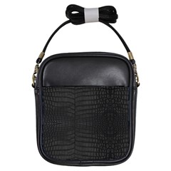 Black Crocodile Skin Girls Sling Bag by LoolyElzayat