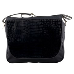 Black Crocodile Skin Messenger Bag by LoolyElzayat