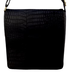 Black Crocodile Skin Flap Closure Messenger Bag (s) by LoolyElzayat