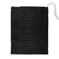 Black Crocodile Skin Drawstring Pouch (4xl) by LoolyElzayat