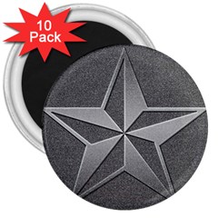 Star Grey 3  Magnets (10 Pack)  by HermanTelo