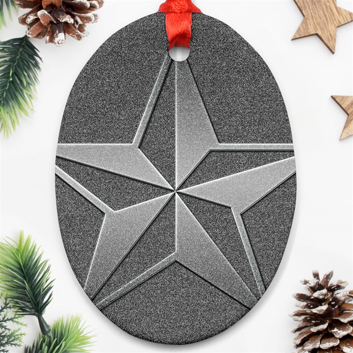 Star Grey Oval Ornament (Two Sides)