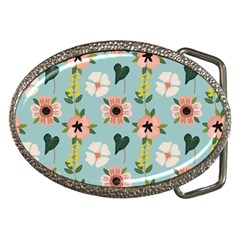 Flower White Blue Pattern Floral Belt Buckles