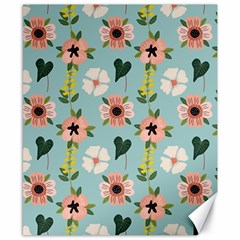 Flower White Blue Pattern Floral Canvas 8  X 10  by Mariart