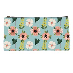 Flower White Blue Pattern Floral Pencil Case by Mariart