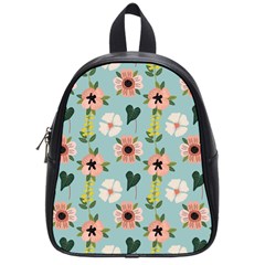 Flower White Blue Pattern Floral School Bag (small) by Mariart