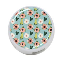 Flower White Blue Pattern Floral 4-port Usb Hub (two Sides) by Mariart