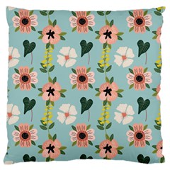 Flower White Blue Pattern Floral Large Cushion Case (two Sides) by Mariart