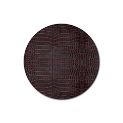 Chestnut Nile Crocodile Skin Rubber Coaster (round)  by LoolyElzayat