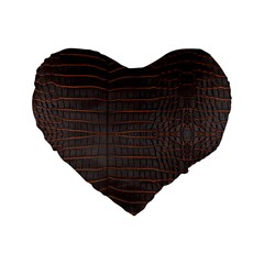 Chestnut Nile Crocodile Skin Standard 16  Premium Heart Shape Cushions by LoolyElzayat