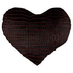 Chestnut Nile Crocodile Skin Large 19  Premium Flano Heart Shape Cushions by LoolyElzayat