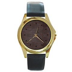 Chestnut Nile Crocodile Skin Round Gold Metal Watch by LoolyElzayat