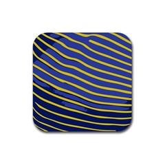 Yellow Blue Stripped Fish Rubber Coaster (square)  by LoolyElzayat