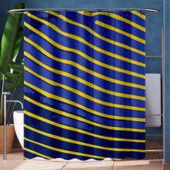 Yellow Blue Stripped Fish Shower Curtain 60  X 72  (medium)  by LoolyElzayat