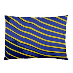 Yellow Blue Stripped Fish Pillow Case (two Sides) by LoolyElzayat