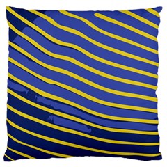 Yellow Blue Stripped Fish Large Cushion Case (one Side) by LoolyElzayat