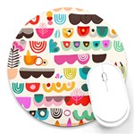 Scandinavian Folk Art Wave Craze Round Mousepads Front