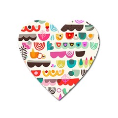 Scandinavian Folk Art Wave Craze Heart Magnet by andStretch