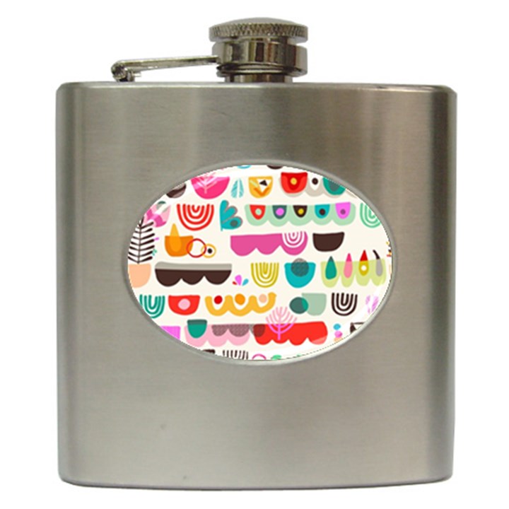 Scandinavian Folk Art Wave Craze Hip Flask (6 oz)